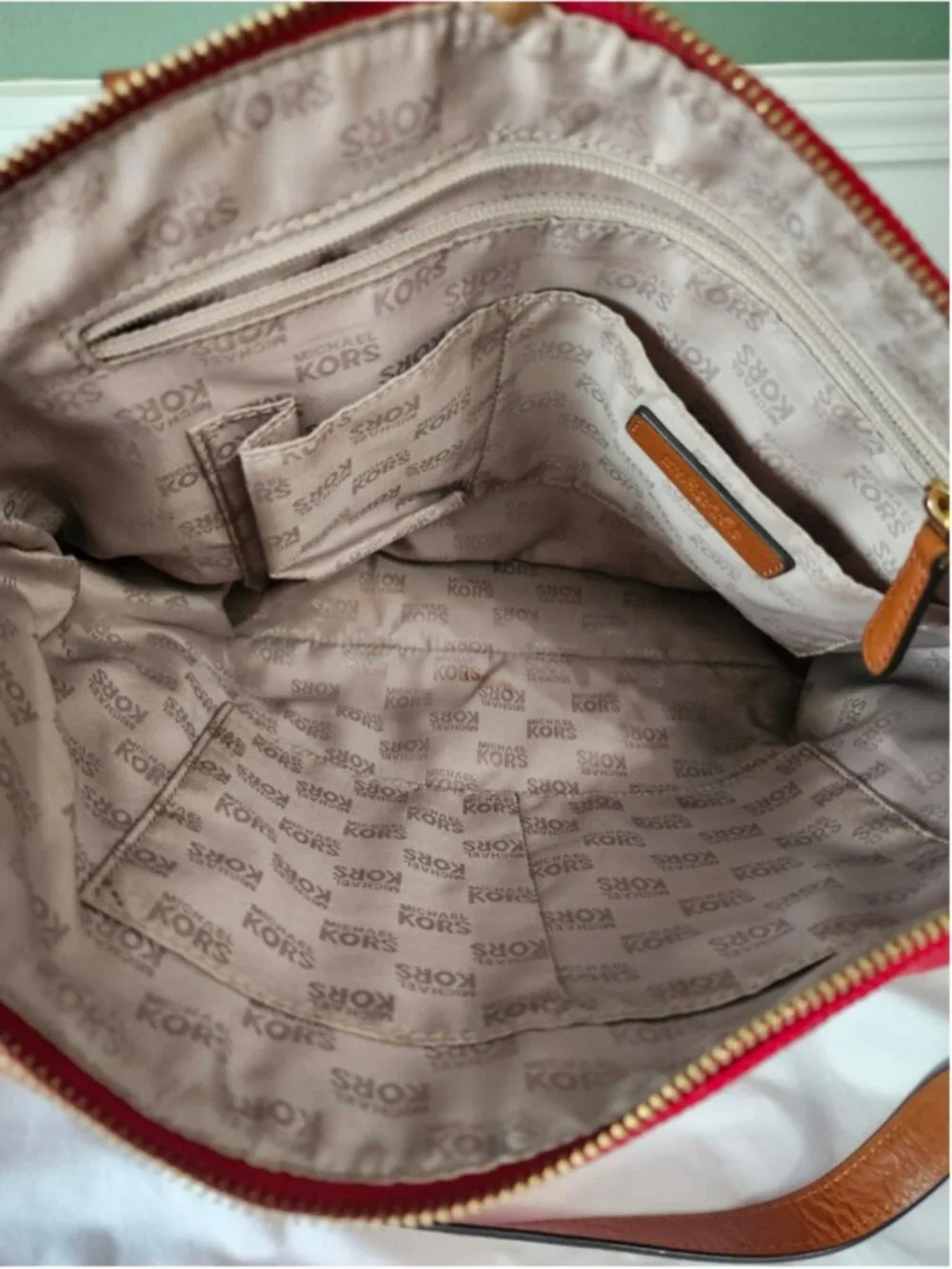 Michael Kors Red Canvas and Leather Tote Bag